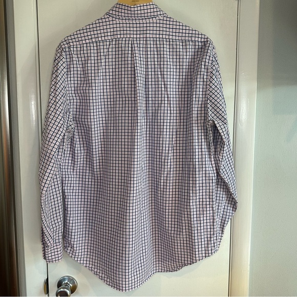 Brooks Brothers Button Down Dress Shirt. Large. Graph Check Light Pink and Navy. - Picture 6 of 7
